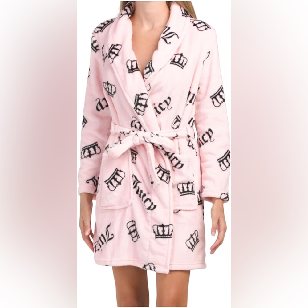 Juicy Couture Bathrobe Robe Crown Pink Sleepwear Women L